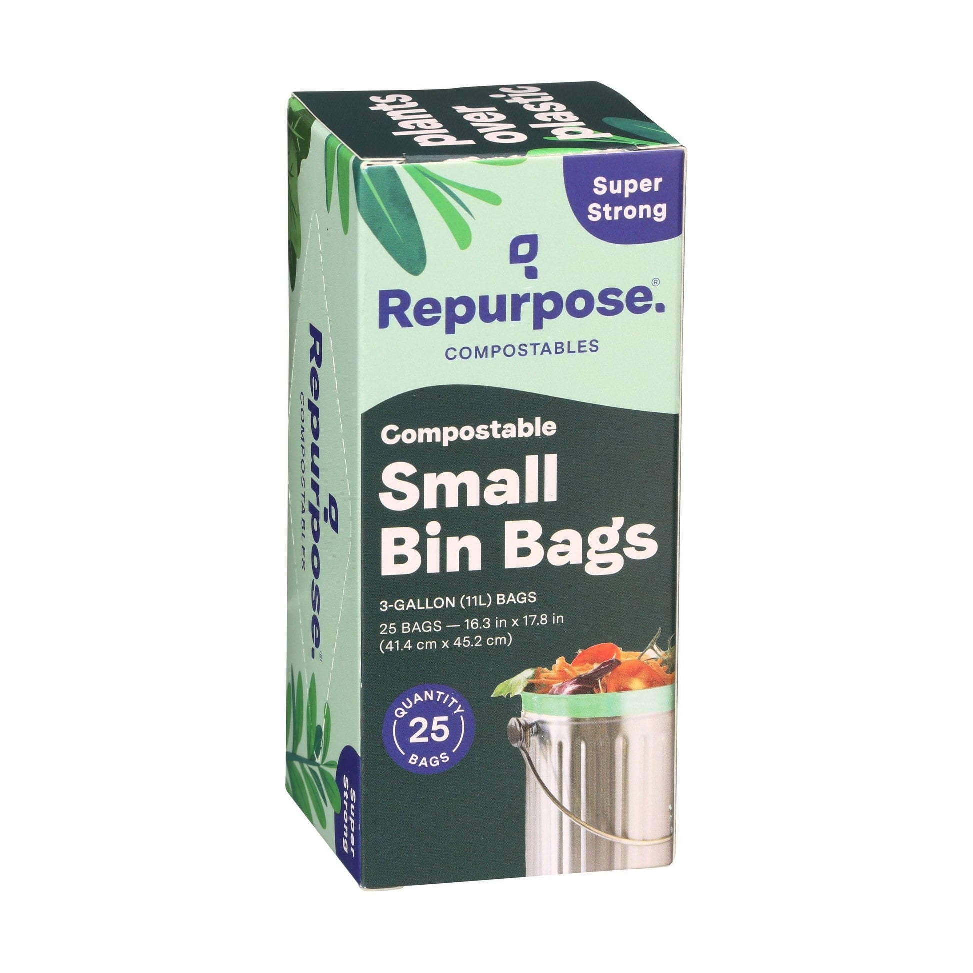Repurpose Compostables Repurpose 3 Gallon, 11 Liter Super Strong, Small Compostable Trash Bags, Biodegradable Products Institute (BPI) Certified, 25 Count