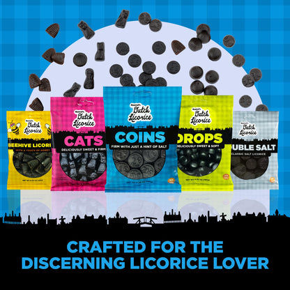 Gustaf's Salted Dutch Licorice Coins of 5. Bags Salted Black 2oz