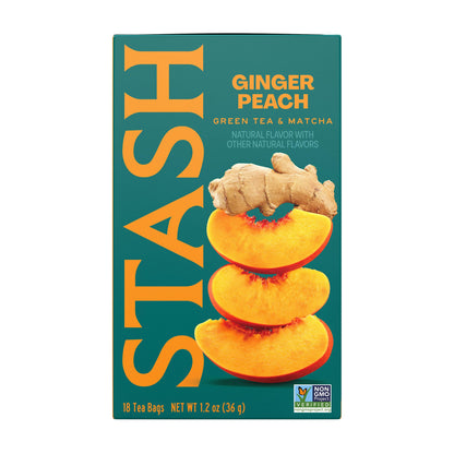 Stash Tea Ginger Peach Green Tea - Caffeinated Tea with No Artificial Stash Tea