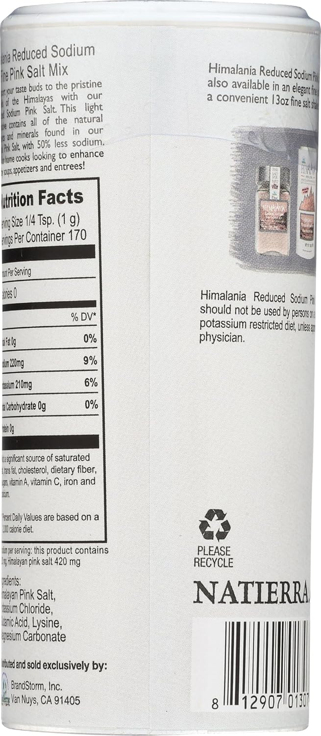 Natierra Himalania Reduced Sodium Himalayan Fine Pink Salt Mix Shaker 6 oz