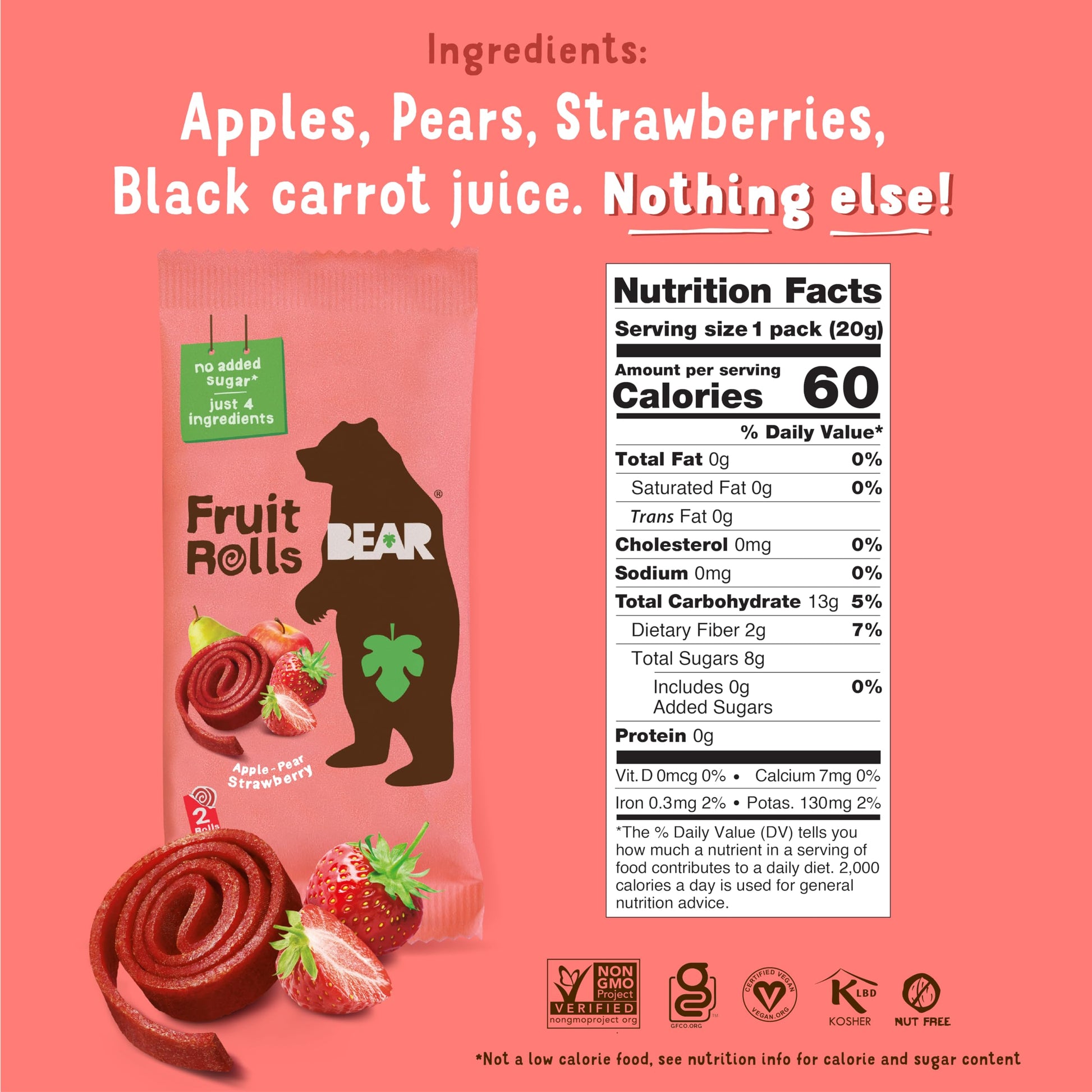 Bear Strawberry Strawberry Raspberry Raspberry Fruit Rolls Variety Pack 8.4 OZ