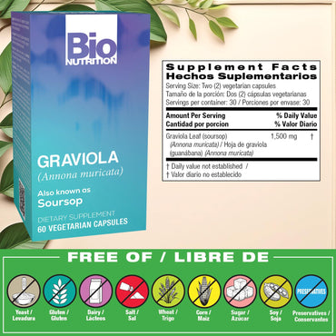 Graviola Soursop 60 Vegetarian Capsules Herbal Supplement