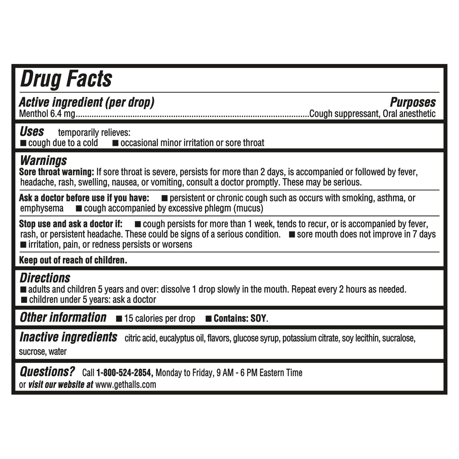 HALLS Cough and Throat Relief Mentho-Lyptus Cough Drops, 9 Sticks (Pack of 20)