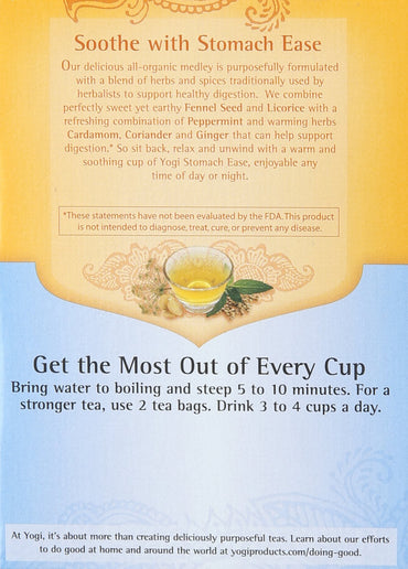 Yogi Tea Stomach Ease Herbal Supplement Tea Bags 16 ct