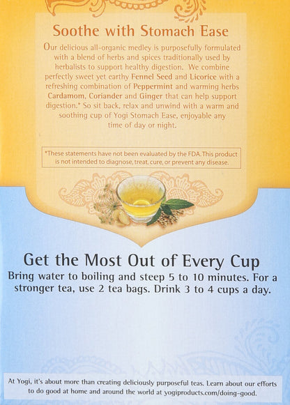 Yogi Tea Stomach Ease Herbal Supplement Tea Bags 16 ct