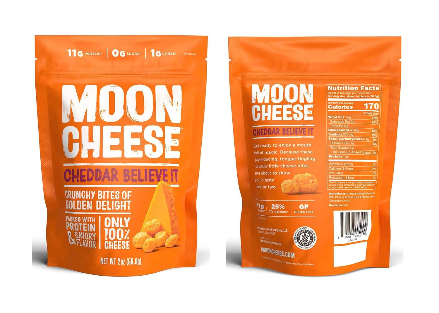 Moon Cheese Crunchy Cheese Snacks Variety Pack - Cheddar & Gouda, Keto Friendly, 2 oz Bags