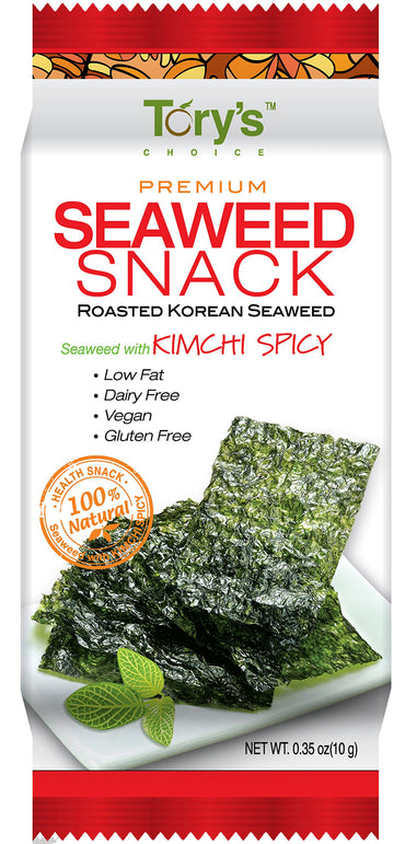 Tory's Choice Roasted Seaweed Snacks, Kimchi Spicy, 0.35 oz (Pack of 10) Tory's Choice