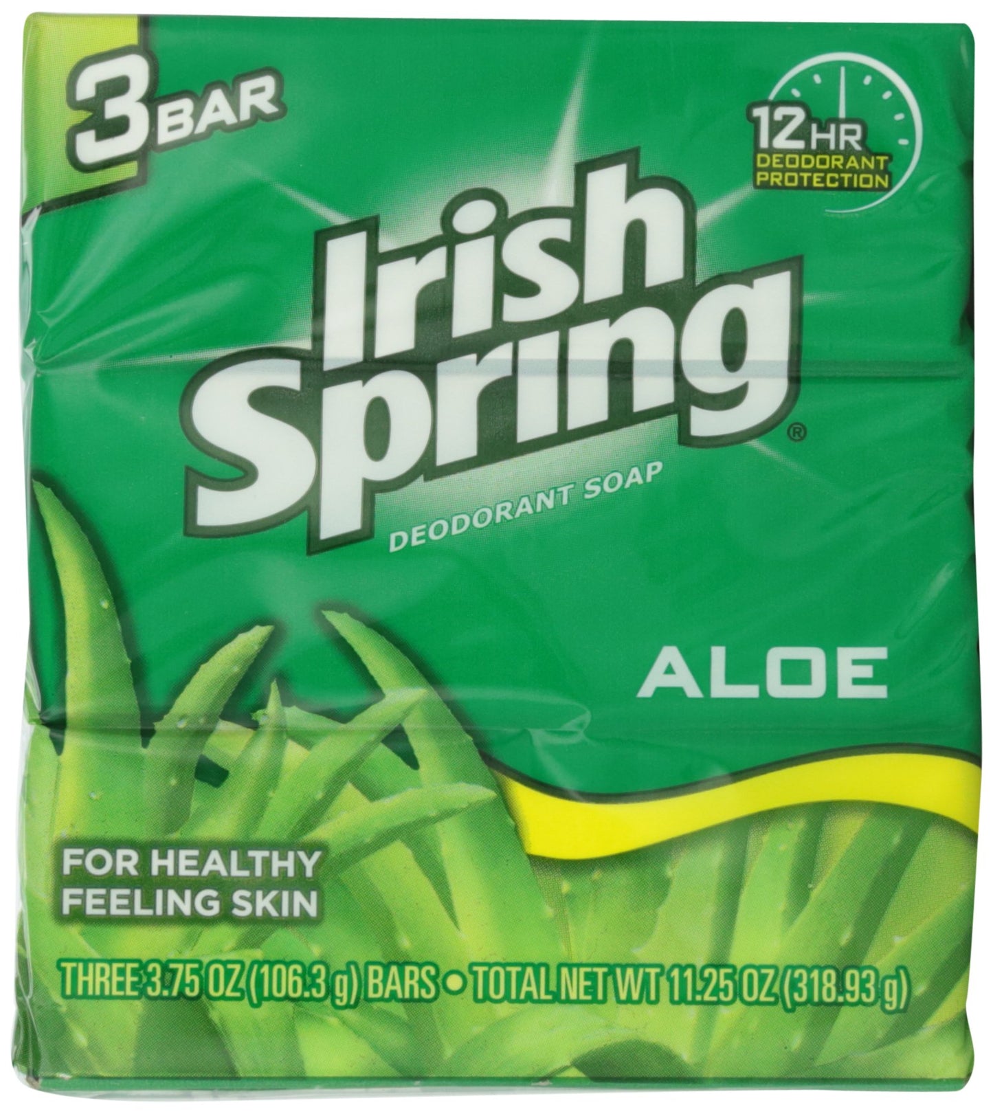Irish Spring Deodorant Bath Bar Aloe 3 Count 3.75 Ounce