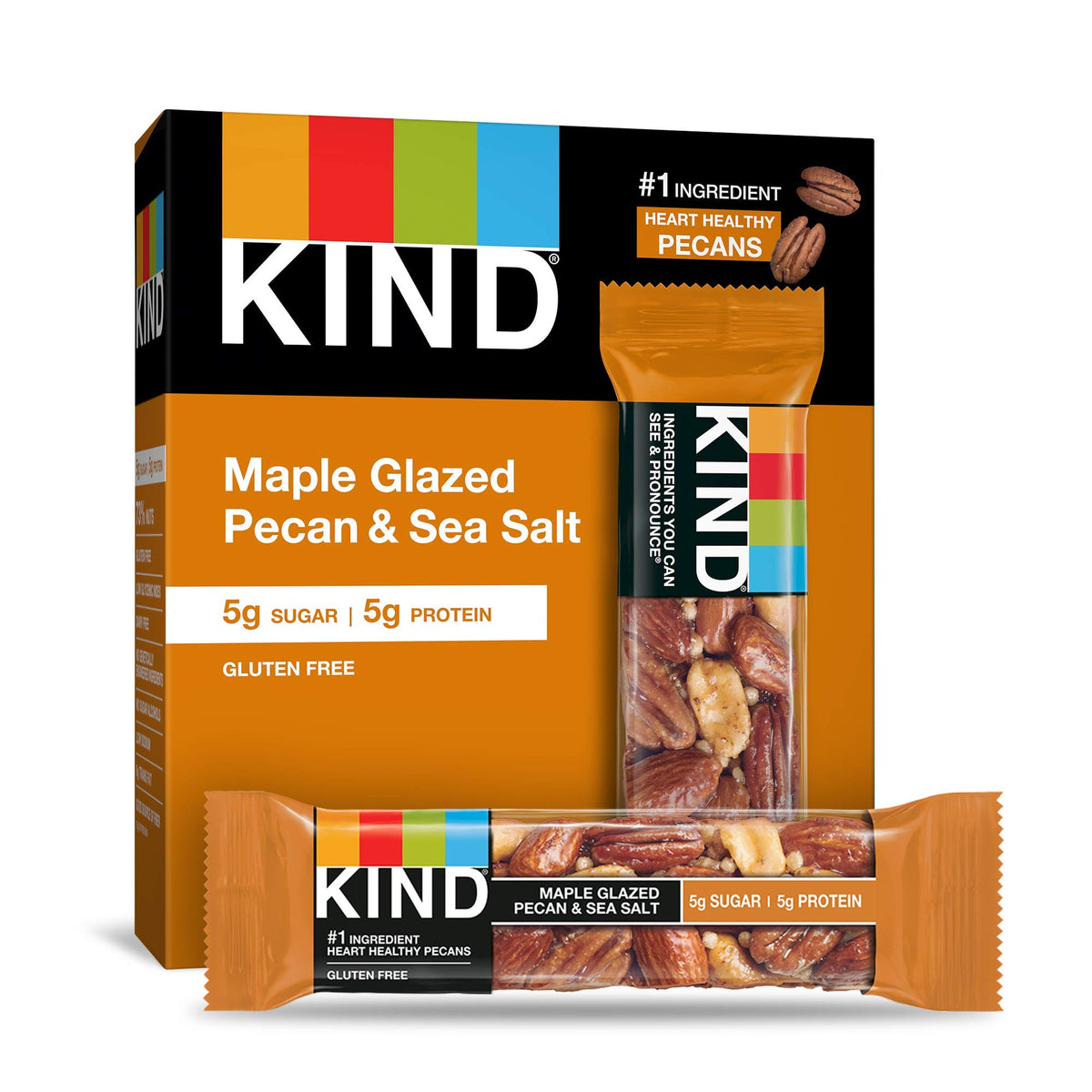 KIND Maple Glazed Pecan & Sea Salt Nut Bars, 1.4 oz, 60 Count KIND