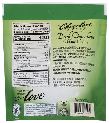 CHOCOLOVE Dark Chocolate Mint Cr?me Bites, 3.5 OZ