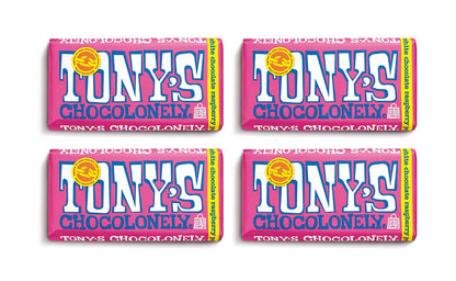 Tony's Chocolonely White Chocolate Raspberry Popping Candy Bar (Pack of 4) Tony's Chocolonely