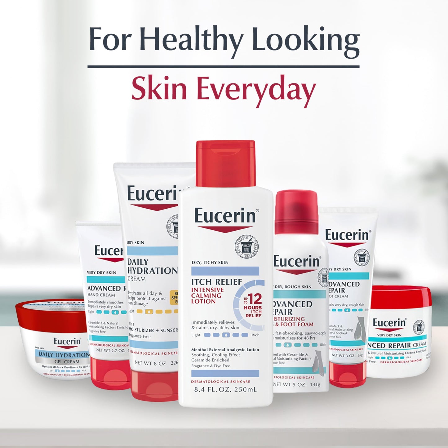 Eucerin Skin Calming Cream Full Body Lotion for Dry Itchy Skin Natural Oatmeal Enriched 8 oz. Tube (Pack of 3)