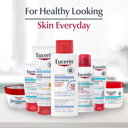 Eucerin Skin Calming Cream Full Body Lotion for Dry Itchy Skin Natural Oatmeal Enriched 8 oz. Tube (Pack of 3)