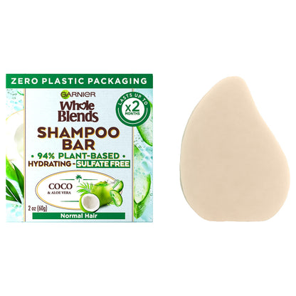 Garnier Whole Blends Hydrating Shampoo Bar for Normal Hair Coco & Aloe Vera 2 Oz