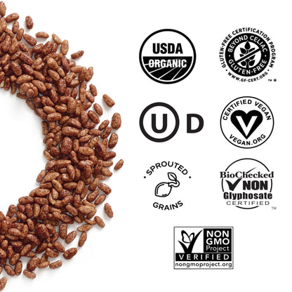 One Degree Organics Chocolate Brown Sprouted Brown Rice Cacao Crisps Cereal Whole Grain 10 ounce