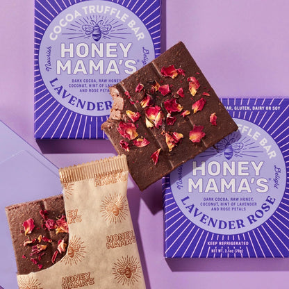 Honey Mama's Lavender Rose Cocoa Truffle Bars 2.5 Ounce Gluten Free Dairy Free Paleo No Refined Sugar