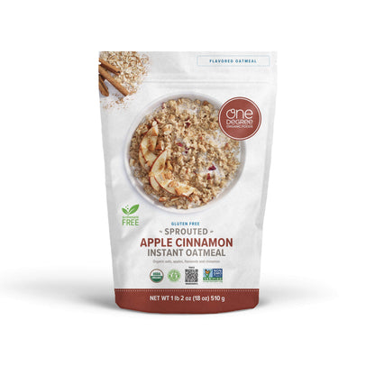One Degree Organic Foods Sprouted Instant Oatmeal, USDA Organic, Non-GMO, Vegan, And Gluten Free Instant Oatmeal, Apple Cinnamon, (Pack of 6)