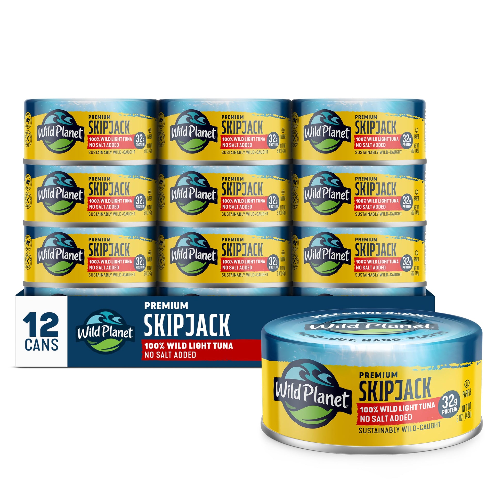 Wild Planet Skipjack Wild Tuna, No Salt Added, 5 oz Can (Pack of 12) Wild Planet