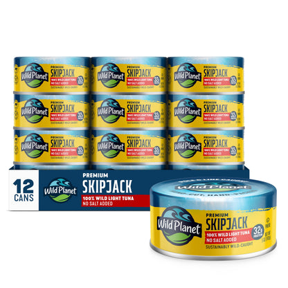 Wild Planet Skipjack Wild Tuna, No Salt Added, 5 oz Can (Pack of 12) Wild Planet