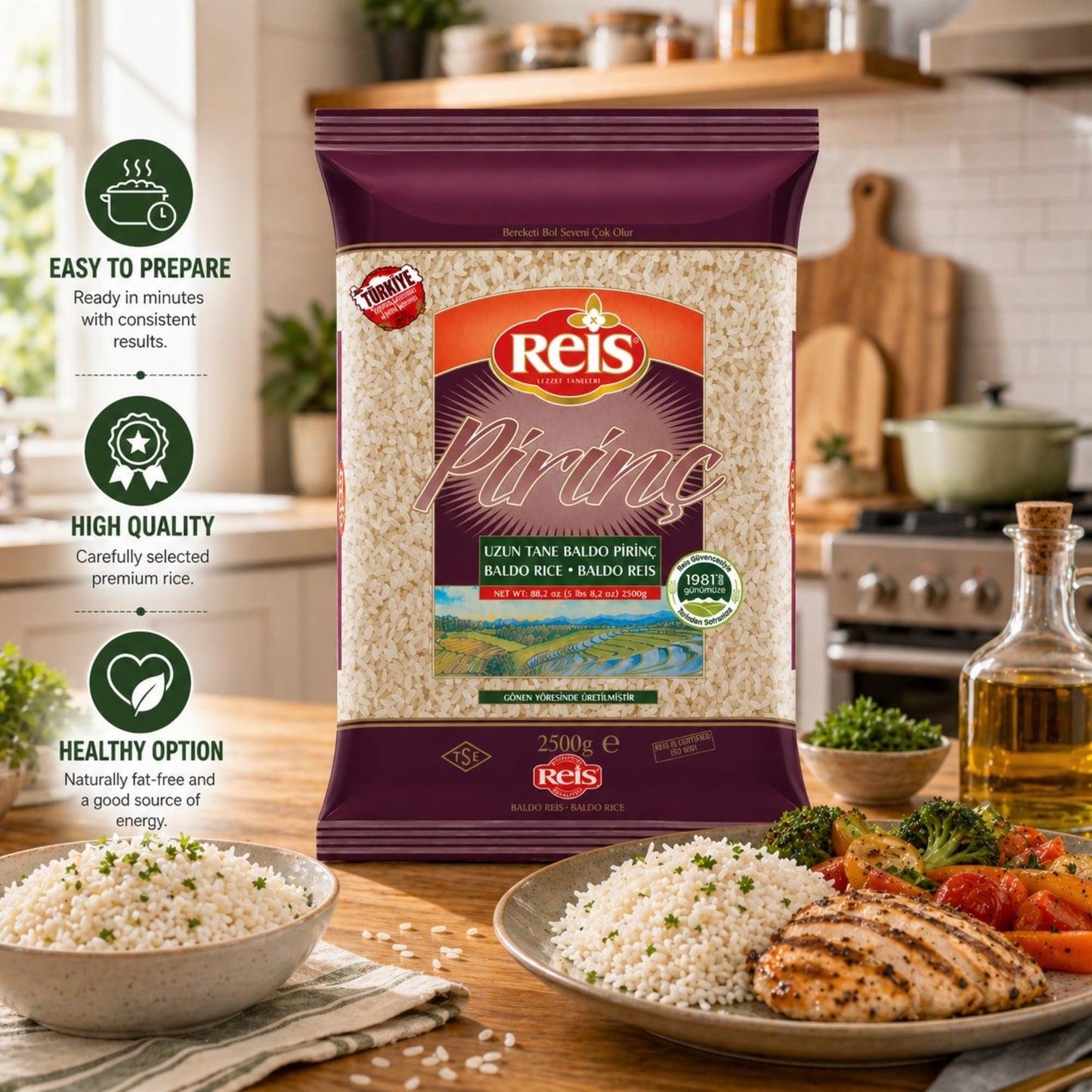 Reis Baldo Rice Long Grain White Rice Natural Cereal 2500g