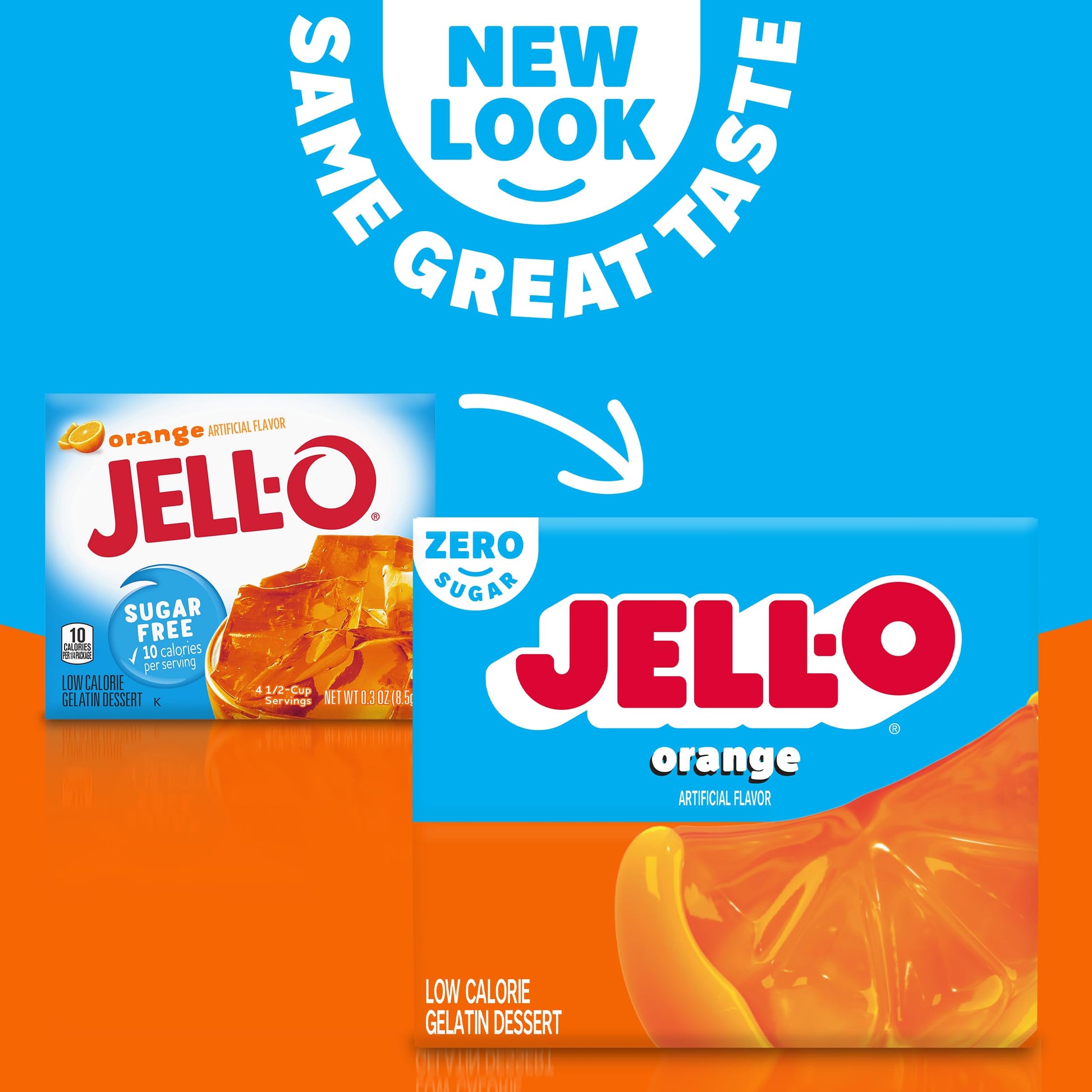 Jell-O Zero Sugar Gelatin Dessert Mix Orange 0.30 oz (Pack of 6)