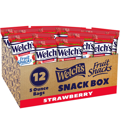 Welch's Fruit Snacks, Strawberry, Perfect for School Lunches (Pack of 12) Welch's
