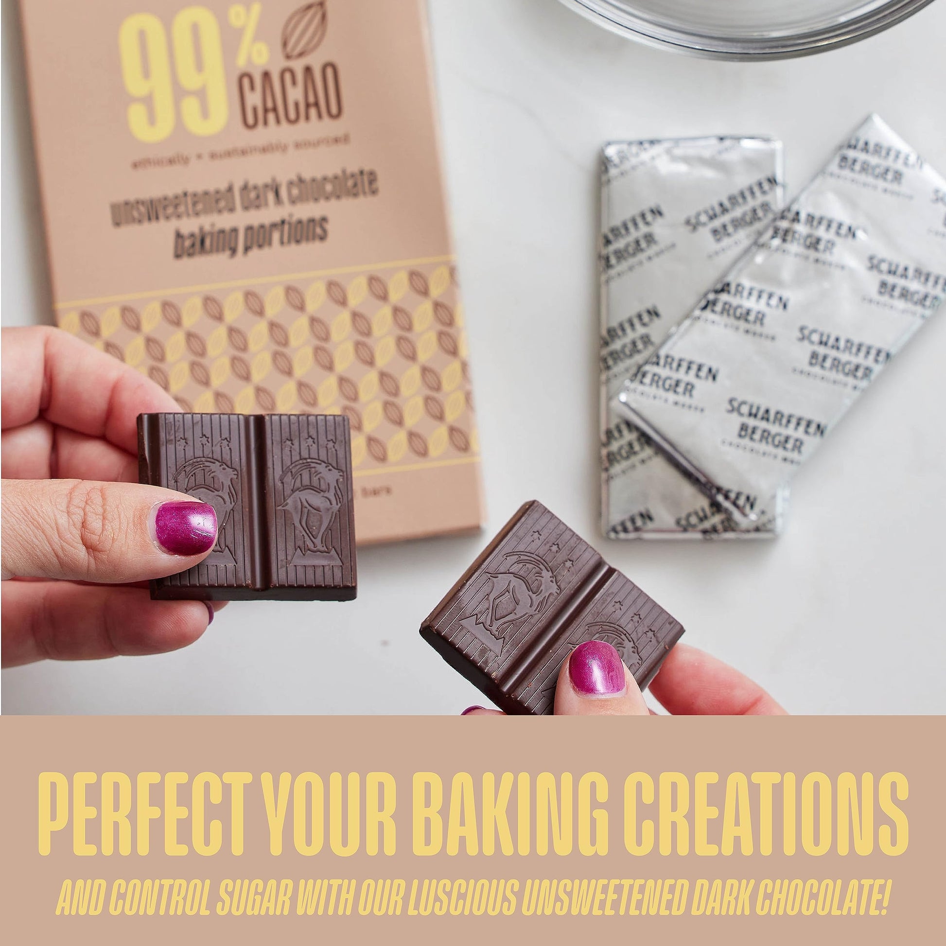 Scharffen Berger Unsweetened Dark Chocolate Baking Bar 99% Cacao Gluten Free Non GMO 4 Ounce (Pack of 3)