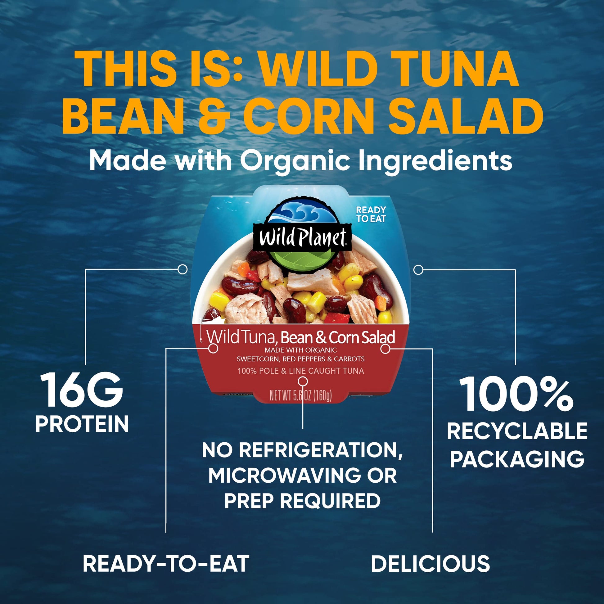 Wild Planet Ready to Eat Wild Tuna Bean & Corn 5.6oz