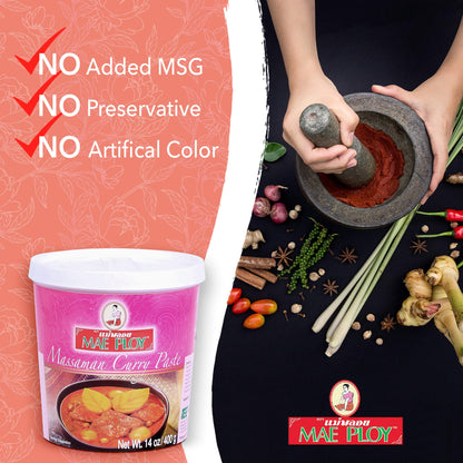 Mae Ploy Massaman Curry Paste Authentic Thai 14 oz Aromatic Blend of Herbs and Spices