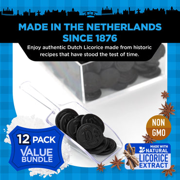 Gustaf's Salted Dutch Licorice Coins of 5. Bags Salted Black 2oz