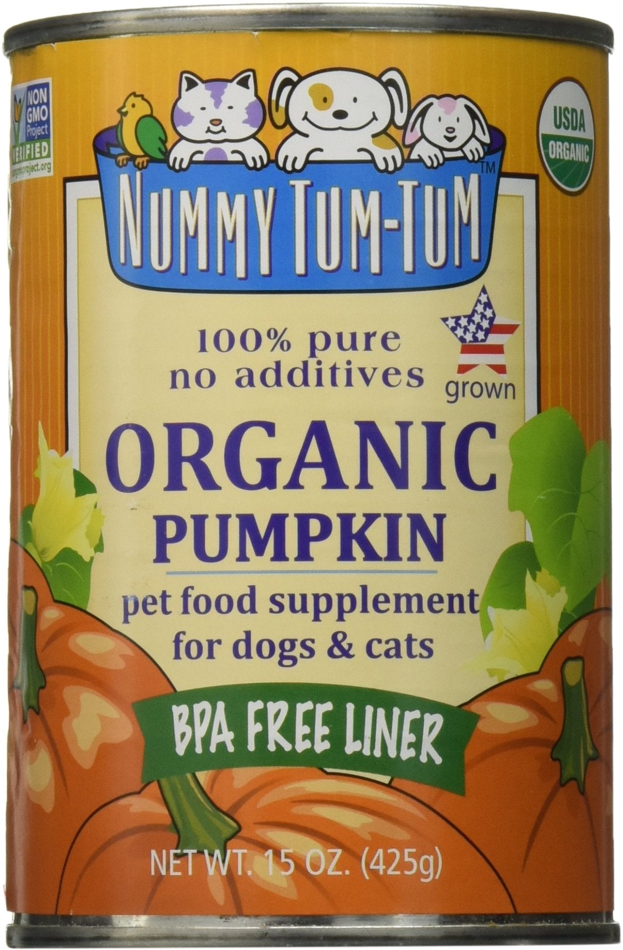 Nummy Tum Tum Organic Canned Pumpkin for Dogs, 15 oz (Pack of 12) Nummy Tum Tum