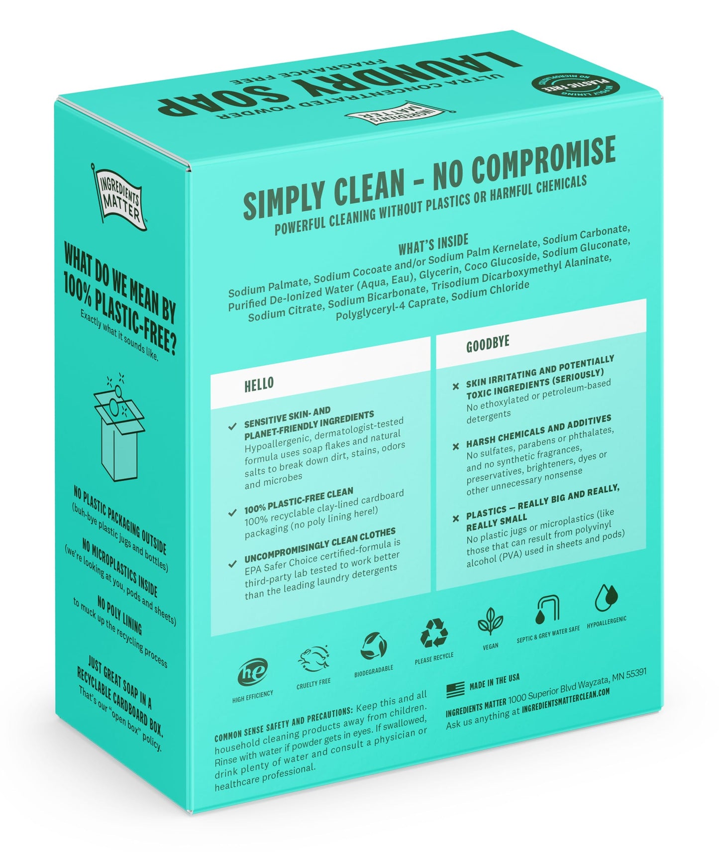 Ingredients Matter Powder Laundry Soap Fragrance Free Hypoallergenic Detergent Natural 30 oz