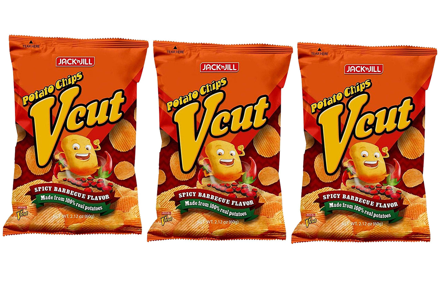 Jack 'n Jill V Cut Spicy Barbecue Potato Chips, 2.12 oz (Pack of 3) Jack n Jill