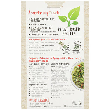 Explore Cuisine Organic Edamame Spaghetti Easy to Make Pasta High 8 oz