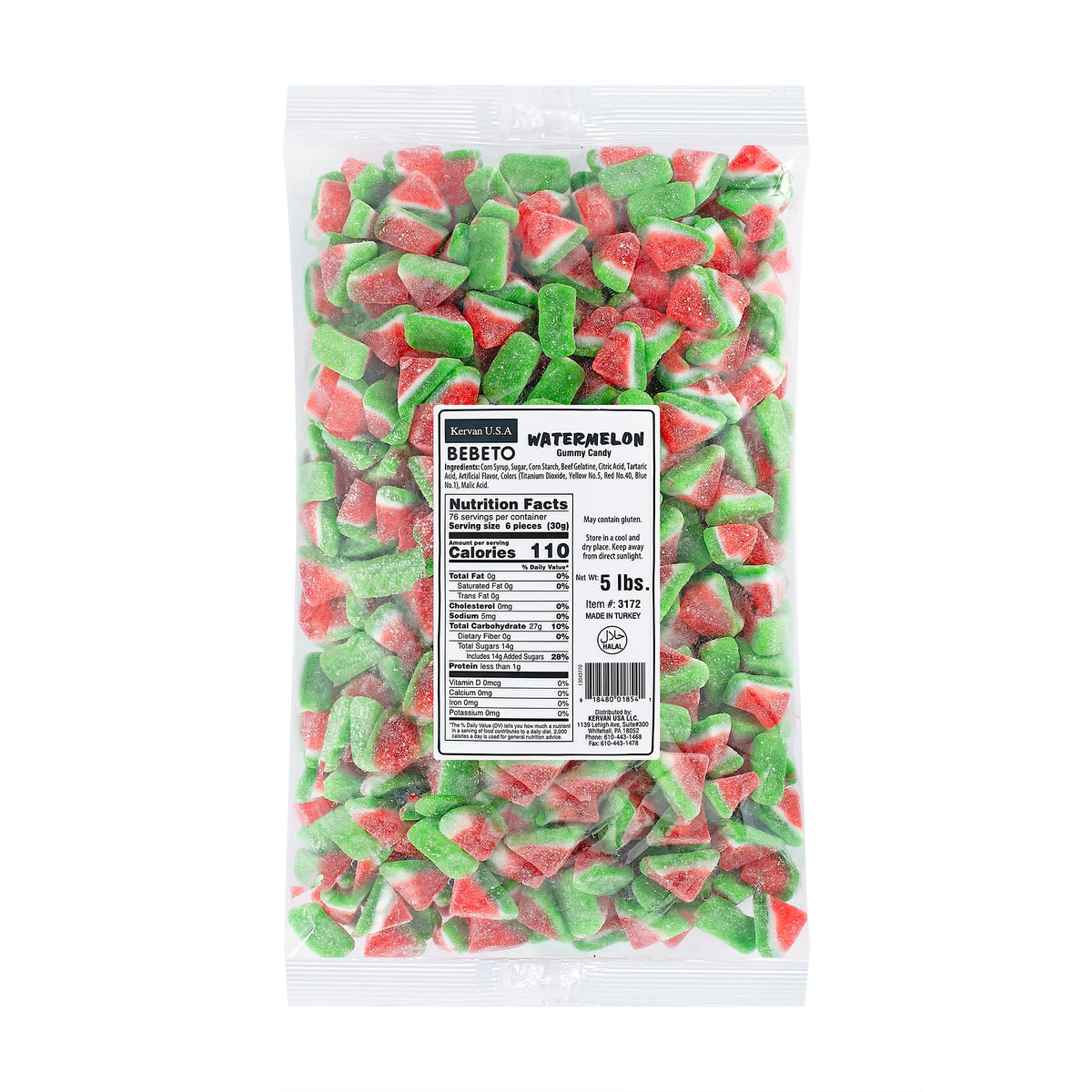 Kervan Watermelon Slices, Sour Gummy Candy, 5 lb Bulk Bag Kervan