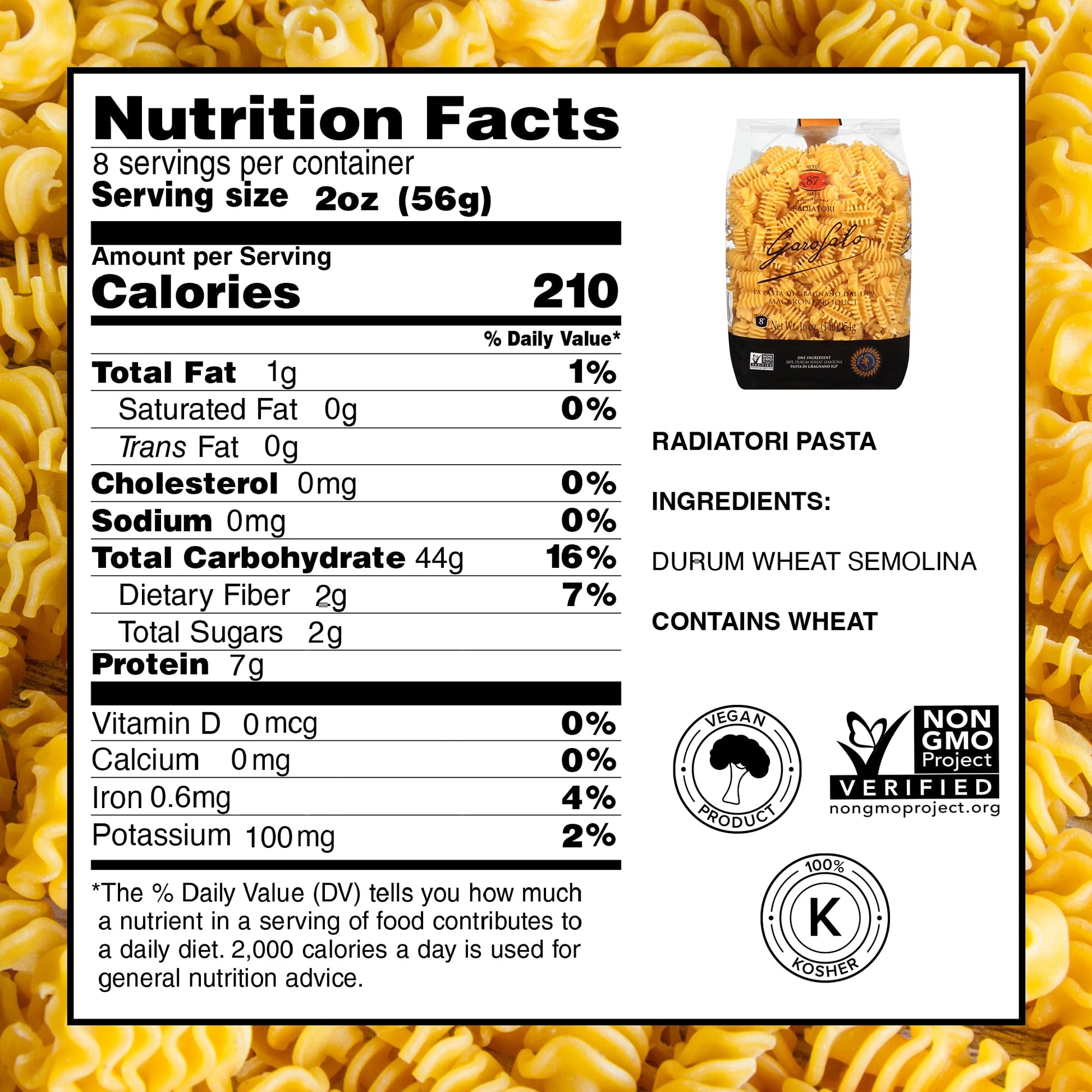 GAROFALO Premium Durum Wheat Semolina Radiatori Pasta Italian Made Bronze-Drawn (Pack of 6)