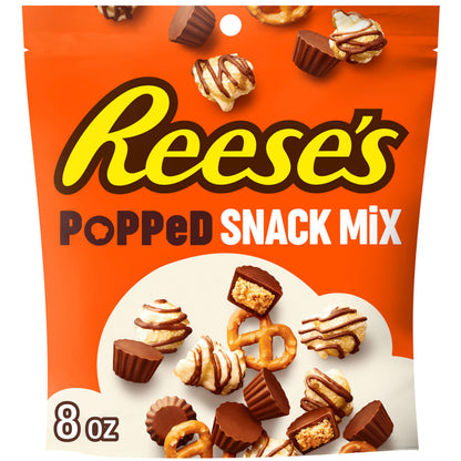 REESE'S Chocolate Peanut Butter Popped, Snack Mix Bag, 8 oz Reese's
