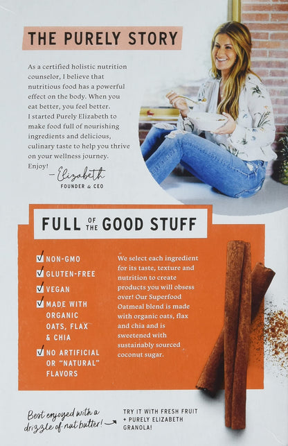 Purely Elizabeth Superfood Vegan Oatmeal Classic Cinnamon 9.12 Oz 6 Packets