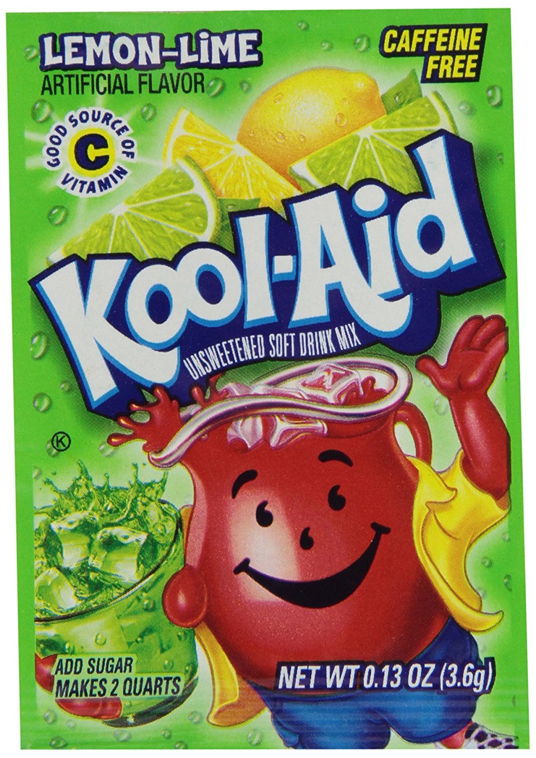 Kool-Aid Lemon Lime Flavored Unsweetened Caffeine Free Powdered Drink 0.13 oz
