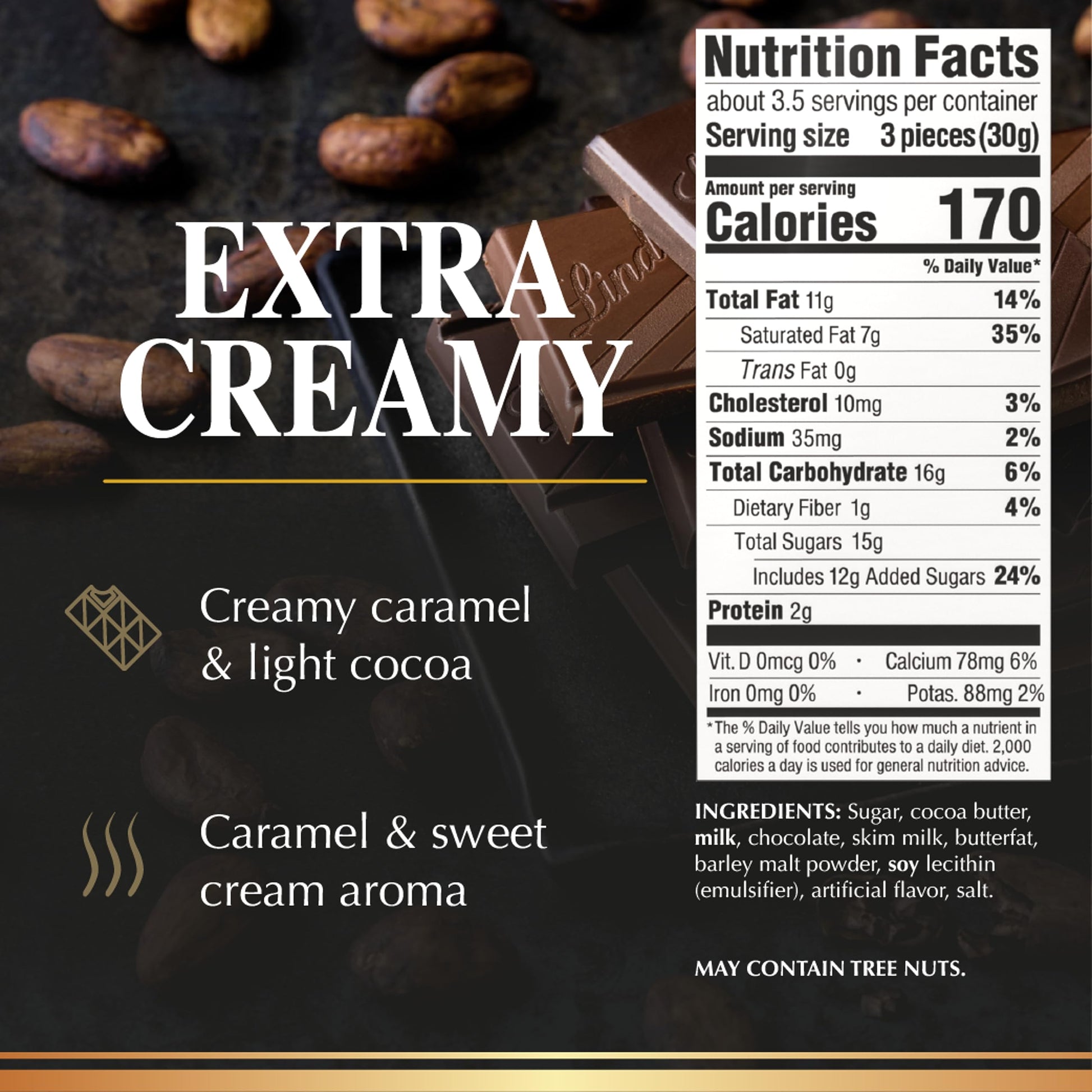 Lindt EXCELLENCE Extra Creamy Milk Chocolate Candy Bar, Milk Chocolate, 3.5 oz. Bar
