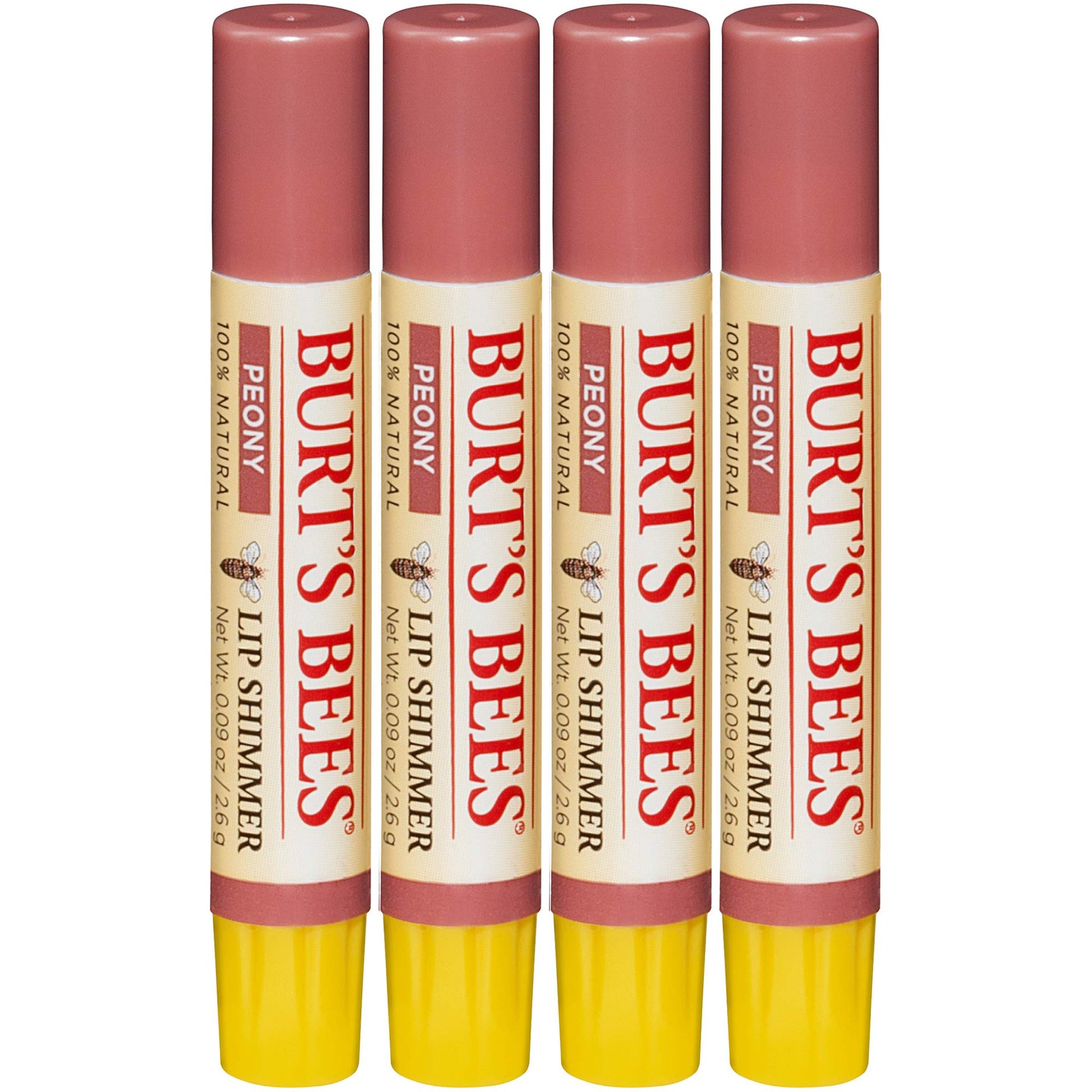 Burt's Bees Lip Shimmer Peony 0.09 Ounces Value (Pack of 4)