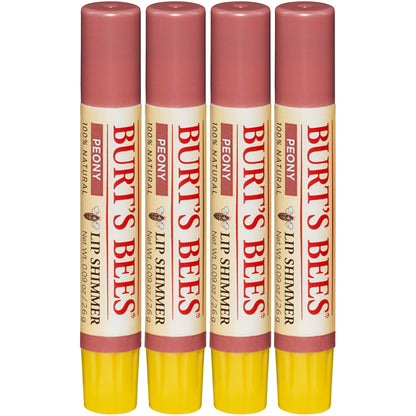 Burt's Bees Lip Shimmer Peony 0.09 Ounces Value (Pack of 4)