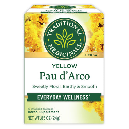 Traditional Medicinals Yellow Pau d'Arco Tea Caffeine-Free Kosher Non-GMO 16 Tea Bags