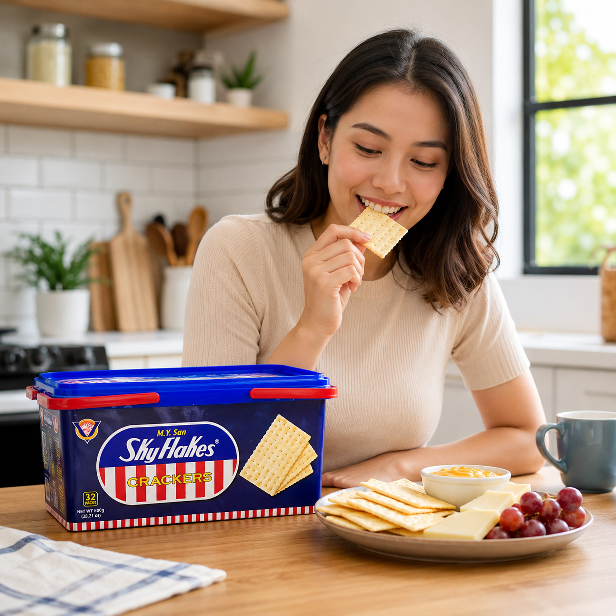 M.Y. San SkyFlakes Filipino Crackers 32 Packs 800g (Pack of 2)
