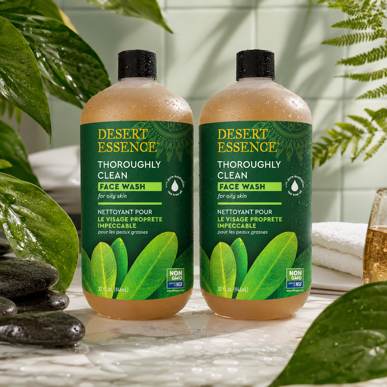 Desert Essence Thoroughly Clean Face Wash Original Tea Tree Oil Gentle Cleanser For Soft Radiant Skin 32 fl oz Desert Essence