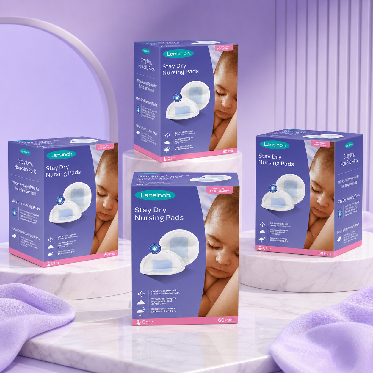 Lansinoh Nursing Pads Stay Dry 60 Each (Pack of 4)