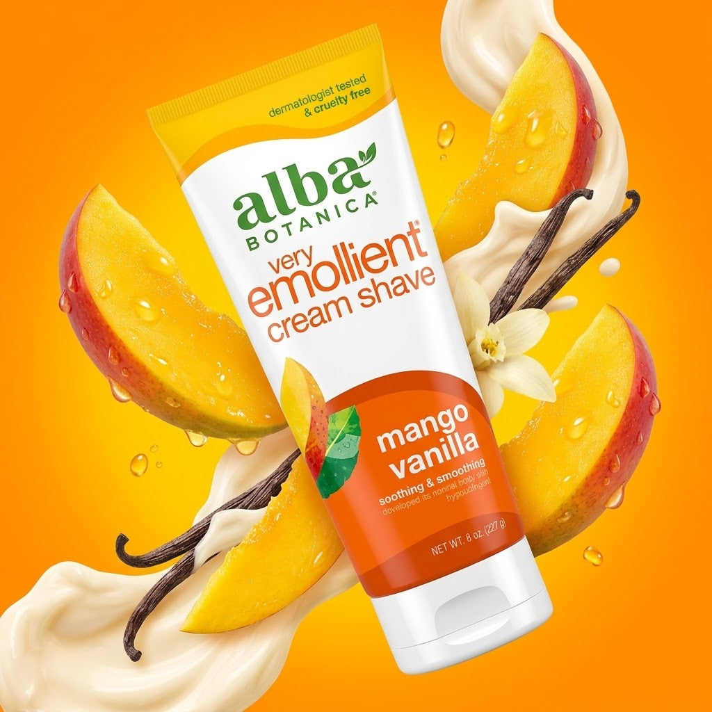 Alba Botanica, Moisturizing Cream Shave oz, na, Mango Vanilla, 8 oz Alba Botanica