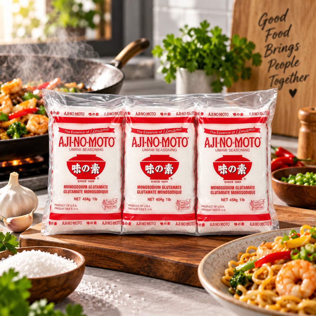 Ajinomoto MSG in Plastic Bag Umami Seasoning 454g / 1LB / 16 oz (Pack of 3) Ajinomoto