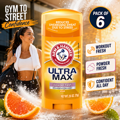 Arm & Hammer Ultra Max Antiperspirant Deodorant Solid Powder Fresh 2.6 oz