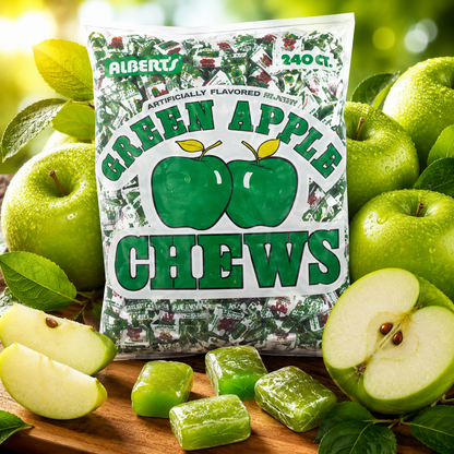 Albert's Fruit Chews - Green Apple Flavor (240 Candies)